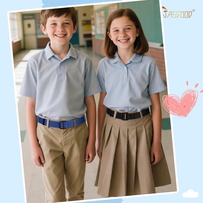 Jas. Good 2 Pack Boys Belts,Kids Canvas Belts Football Baseball Belt with Double Ring Buckle for Softball Pants Jeans - Image 2